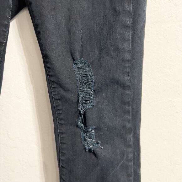 NSF Jeans Denim 26 Skinny Slim Distressed Black Dark Blue Navy Wash Raw Hem - Picture 3 of 7